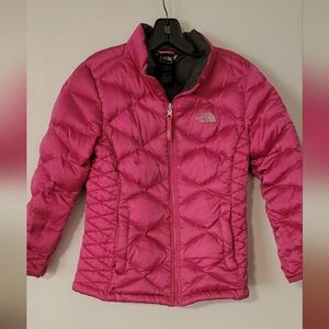 The North Face Girl purple Pink 550 Down Puffer Jacket Size 14/16 LARGE